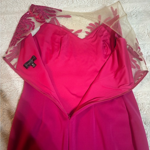 Tadashi Shoji Fuchsia Beaded Illusion Sheath Dress | Formal Cocktail | Size M - Picture 5 of 7
